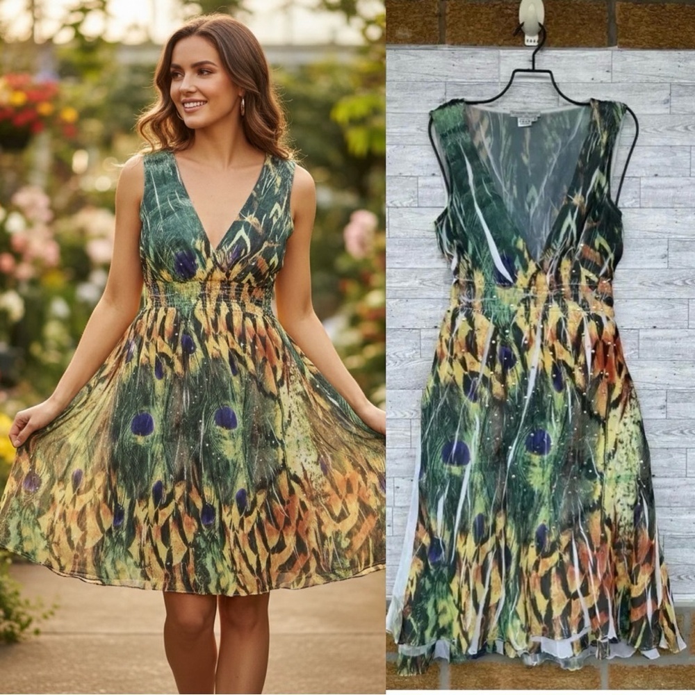 Alberto makali crinkled safari dress size medium